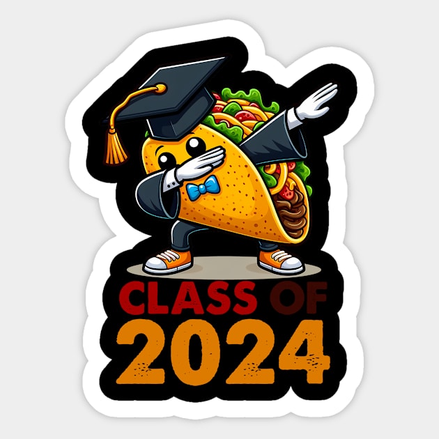 Class Of 2024 Cinco de Mayo Grad Dabbing Taco Graduation Funny Sticker by inksplashcreations